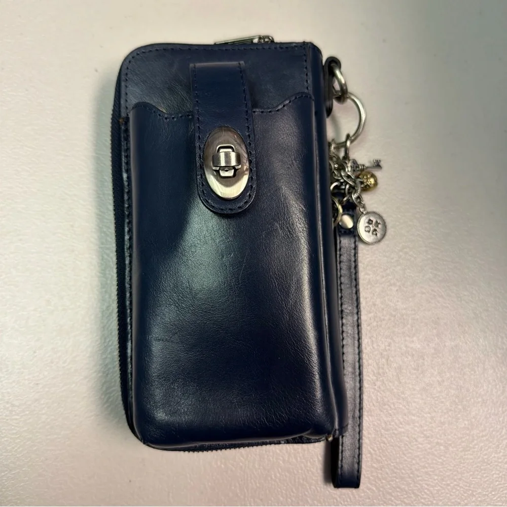 Patricia Nash Blue Wristlet Wallet Women Zipper Key Ring Folding